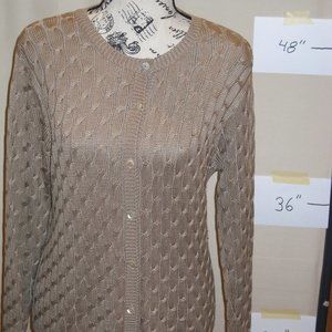 Excellent and Stunning Liz Claiborne Women Neutral Bone Brown Silk Sweater